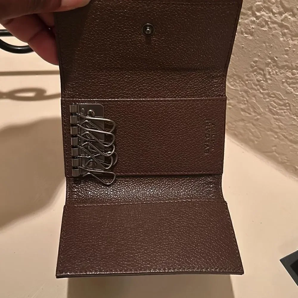 Bvlgari Millerige 6 Keyholder Brown Coated Heritage Canvas Leather New